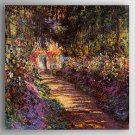 Oil Painting Road in Garden by Monet Hand Painted Canvas Painting with Stretched Framed Ready to H