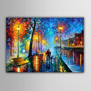 Hand-Painted Abstract Landscape Abstract Landscape Horizontal,Modern European Style One Panel Canv