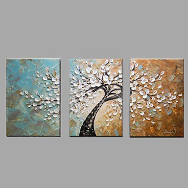 Hand-Painted Knife Tree Abstract Landscape Modern Oil Painting On Canvas With Stretcher Frame Read