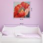 IARTSHand Painted Modern Abstract Bright Red Flower & Golden Color Stamens Painting On Canvas Stre