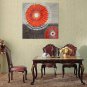 IARTS Hand Painted Modern Abstract Red Full Circle Floral Oil Painting On Canvas with Stretched Fr