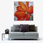 IARTSHand Painted Modern Abstract Beautiful Red Flower & Golden Color Stamens Painting On Canvas S