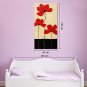 IARTS Hand Painted Modern Abstract Petty Triple Red Flowers on Canvas with Stretched Frame Handmad