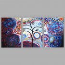 Hand-Painted Artistic Abstract Rich Tree Three Panel Canvas Oil Painting For Home Decoration