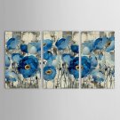 Hand-Painted Floral/Botanical Three Panels Canvas Oil Painting For Home Decoration
