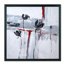 Floral Black And White Framed Oil Painting