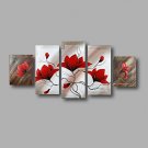 Stretched (ready to hang) Hand-painted Oil Painting 60"x40" Canvas Wall Art Modern Flowers Red Mag