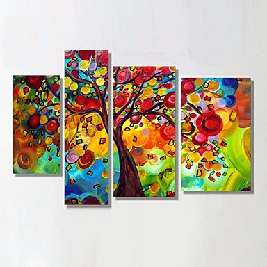 Ready to Hang Stretched Frame Hand-Painted Oil Painting Money Tree Christmas Decoration Wall Art