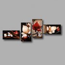 Stretched (ready to hang) Hand-painted Oil Painting 76"x36" Canvas Wall Art Modern Flowers Brown R