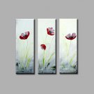 Stretched (ready to hang) Hand-painted Oil Painting 36"x36" Canvas Wall Art Modern Flowers Red Tul