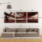 Ready to Hang Stretched Hand-painted Oil Painting 72"x24" Three Panels Canvas Wall Art Red Blossom