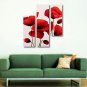Ready to Hang Stretched Framed Hand-painted Oil Painting Canvas Wall Art Red Poppies Flowers Abstr