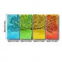 Ready to Hang Stretched Hand-painted Oil Painting 4 pieces Canvas Wall Art Modern Blue Green Yello