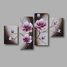 Ready to Hang Stretched Hand-painted Oil Painting 48"x40" Canvas Wall Art Modern Flowers Purple Br