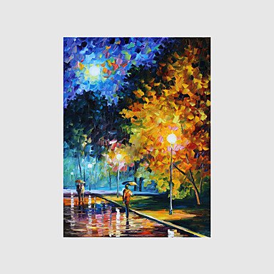 Hand-Painted Modern Street Scape PaintingsOne Panel Canvas Oil Painting