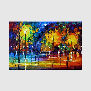 Hand-Painted Modern Street Scape Paintings One Panel Canvas Oil Painting