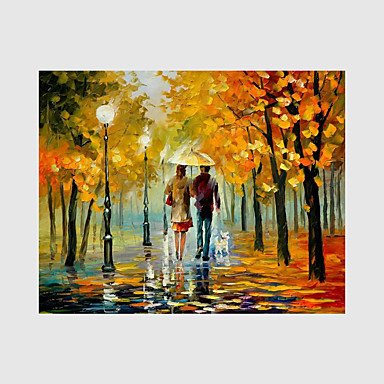 Hand-Painted Modern Street Scape PaintingsOne Panel Canvas Oil Painting