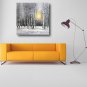 Ready to Hang Stretched Hand-Painted Oil Painting Canvas Wall Art Silver Birch Forest Trees Snow M