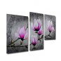 Hand-Painted Oil Painting on Canvas Wall Art Modern Flowers Purple MagnliaThree Panel Ready to Han