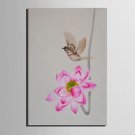 Mini Size E-HOME Oil painting Modern Lotus And Bird Pure Hand Draw Frameless Decorative Painting