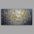 Hand-Painted Knife Golden Flower Oil Painting Home Wall Art With Stretcher Frame Ready To Hang