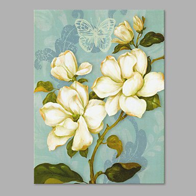 IARTS Hand Painted Modern Abstract Pure & Elegant White Pretty Flower on Canvas Stretched Frame Ha