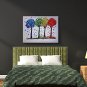 IARTS Hand Painted Modern Abstract Four Different Color Trees Oil Painting On Canvas with Stretche