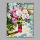 IARTS Hand Painted Modern Abstract Pure & Elegant White Pretty Flower on Canvas Stretched Frame Ha