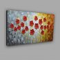 Hand-Painted Knife Red Flower Oil Painting Home Wall Art With Stretcher Frame Ready To Hang