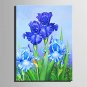 Mini Size E-HOME Oil painting Modern The Blue Irises Pure Hand Draw Frameless Decorative Painting