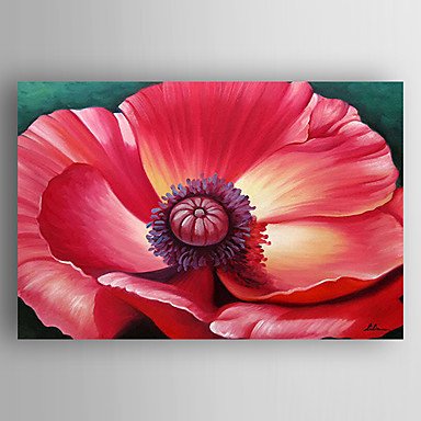 Oil Painting Red Flower Hand Painted Canvas with Stretched Framed