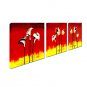 Hand-Painted Abstract Floral/Botanical VerticalModern Three Panels Canvas Oil Painting For Home De