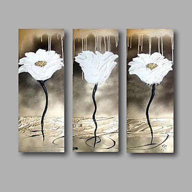 Ready to Hang Hand-Painted Oil Painting Canvas Three Panels 36"x32" Wall Art Abstract Modern Silve