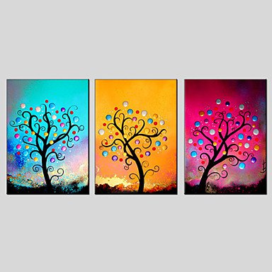 Flower Style Canvas Material Oil Paintings with Stretched Frame Ready To Hang Size 70*50CM*3PCS