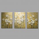 Hand Painted Oil Painting Modern Knife Flower 3 Piece/set Home Decor with Stretched Framed Ready t