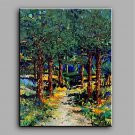 Hand-Painted Abstract Modern Lush Forest  One Panel Canvas Oil Painting For Home Decoration