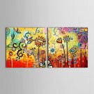 Hand-Painted Floral/Botanical Two Panels Canvas Oil Painting For Home Decoration
