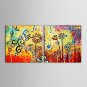 Hand-Painted Floral/Botanical Two Panels Canvas Oil Painting For Home Decoration