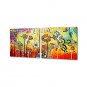 Hand-Painted Floral/Botanical Two Panels Canvas Oil Painting For Home Decoration
