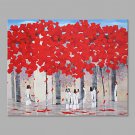 IARTS Hand Painted Modern Abstract Pure White Big Flower with Blue Background on Canvas Stretched