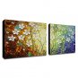 Hand-Painted Abstract Horizontal Two Panels Canvas Oil Painting For Home Decoration
