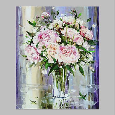 Hand-Painted Floral/Botanical Vertical Panoramic,Flower Modern/Contemporary One Panel Canvas Oil P