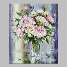 Hand-Painted Floral/Botanical Vertical Panoramic,Flower Modern/Contemporary One Panel Canvas Oil P