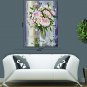 Hand-Painted Floral/Botanical Vertical Panoramic,Flower Modern/Contemporary One Panel Canvas Oil P