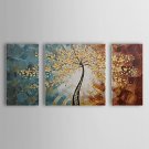 Hand-Painted Floral/BotanicalPastoral Three Panels Canvas Oil Painting For Home Decoration