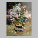 Hand-Painted Floral/Botanical Vertical,Rustic Modern/Contemporary One Panel Canvas Oil Painting Fo