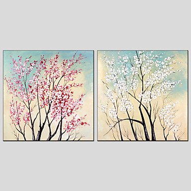 Oil Paintings Flower Style  Canvas Material with Stretched Frame Ready To Hang Size 70*70*2PCS