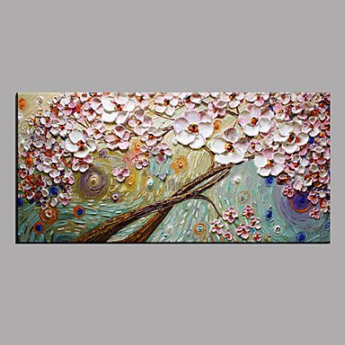 Hand-Painted Floral/Botanical Horizontal Panoramic,Modern/Contemporary One Panel Canvas Oil Painti