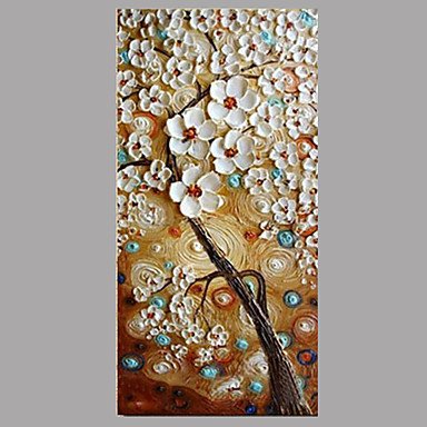 Hand-Painted Floral/Botanical Vertical Panoramic,Modern/Contemporary One Panel Canvas Oil Painting