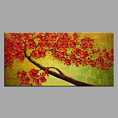 Hand-Painted Floral/Botanical Horizontal Panoramic,Modern/Contemporary One Panel Canvas Oil Painti